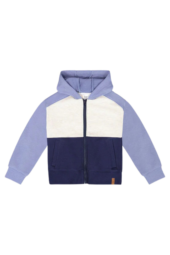 Deux Par Deux - French Terry Color Block Full Zip Hoodie