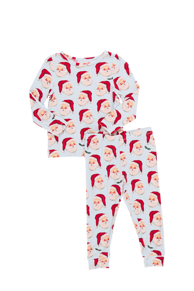 Pink Chicken - Blue Vintage Santas Bamboo Pajama Set