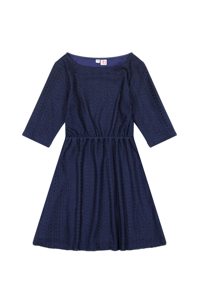 Leslie Bateau Dress - Navy Lace