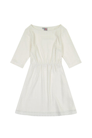 Leslie Bateau Dress - White Lace