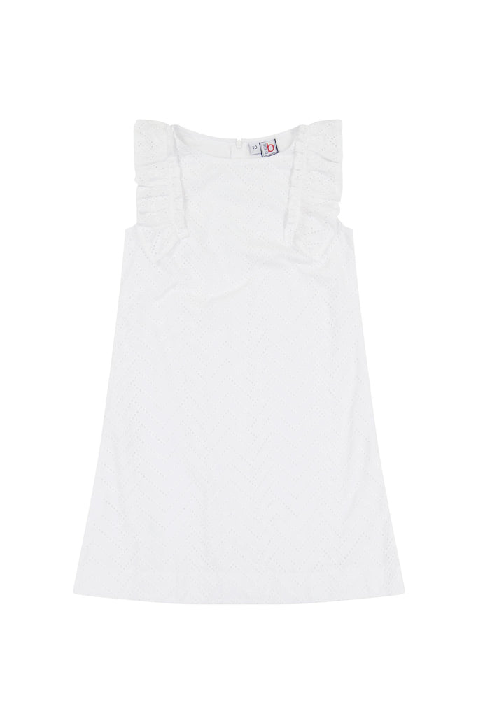 Grace Ruffle Shift Dress - White Eyelet (7-16)