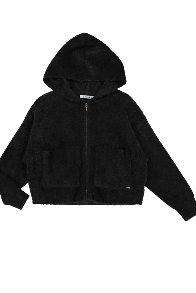 Black Knitting Zip Pullover