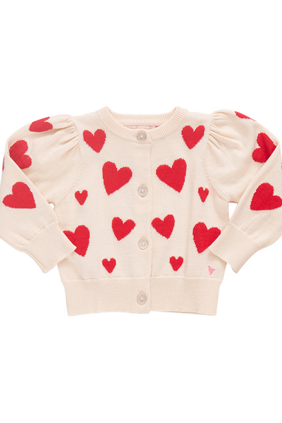 Pink Chicken - Cream & Red Hearts Constance Sweater