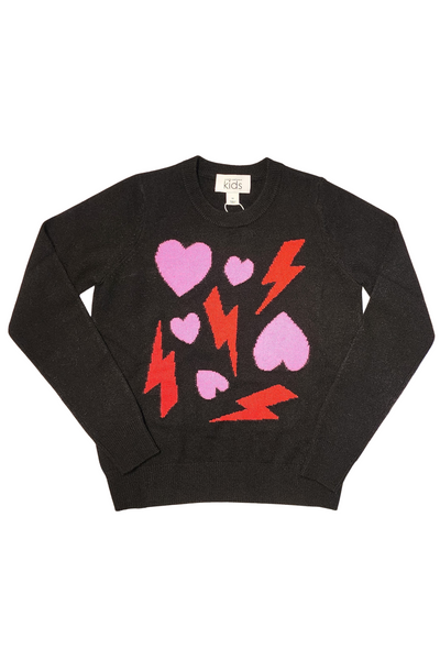 Autumn Cashmere - Black Lipstick Heart and Bolt Jacquard