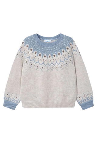 Natural Blue Jacquard Sweater