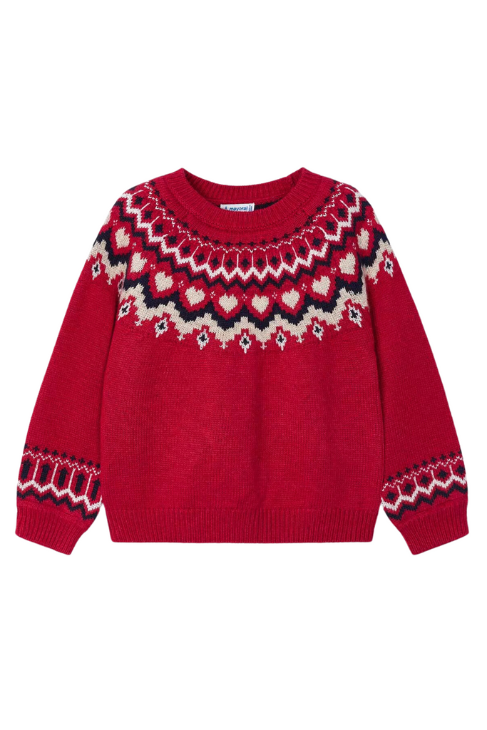 Cherry Red Jacquard Sweater