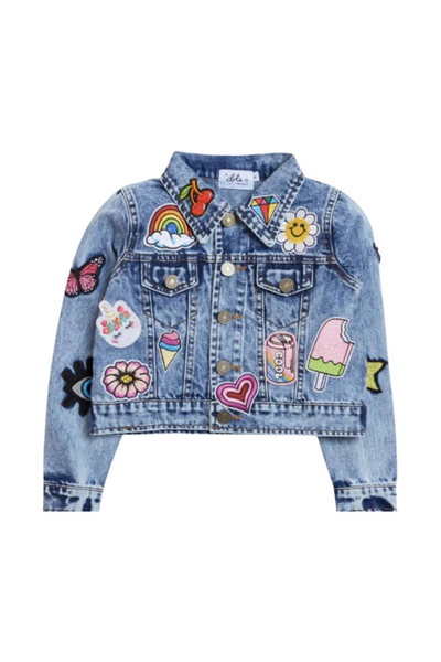 Lola And The Boys - All About The Patch Denim Crop Jacket