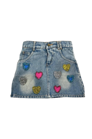 Lola And The Boys - Sparkle Heart Denim Skirt