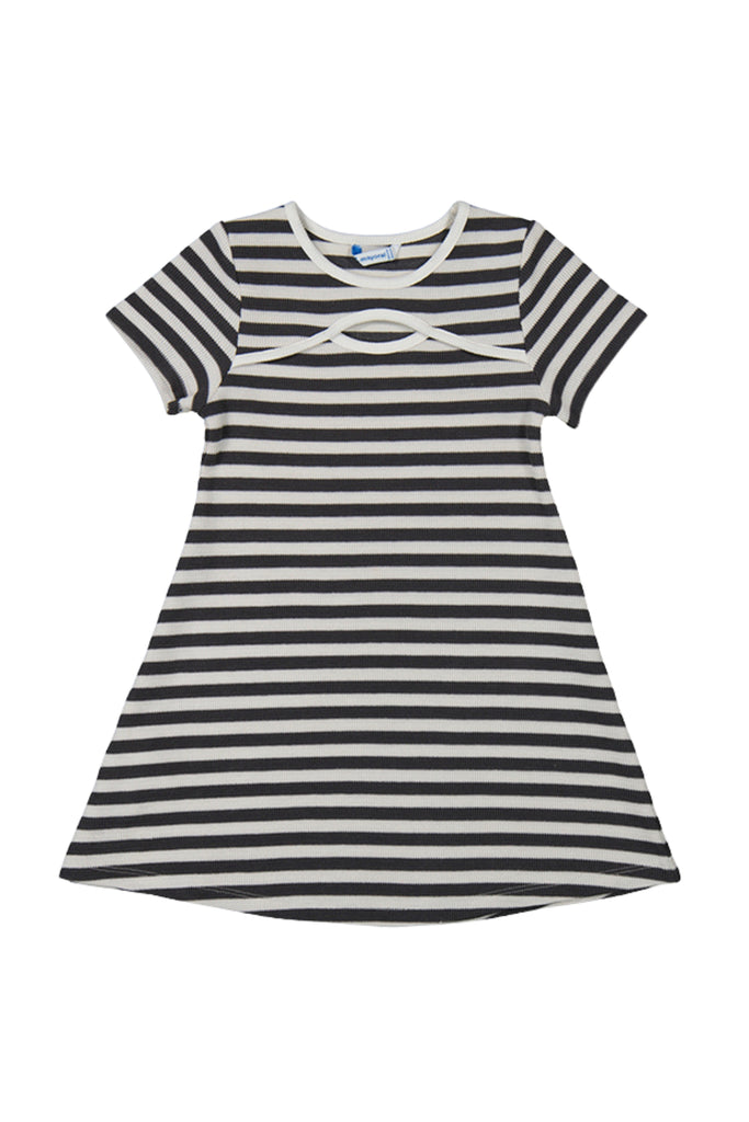 Ribbed Striped Short Sleeve Dress