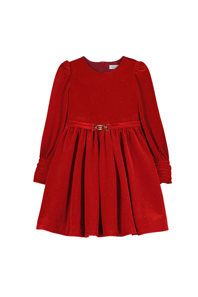 Red Glitter Velvet Dress