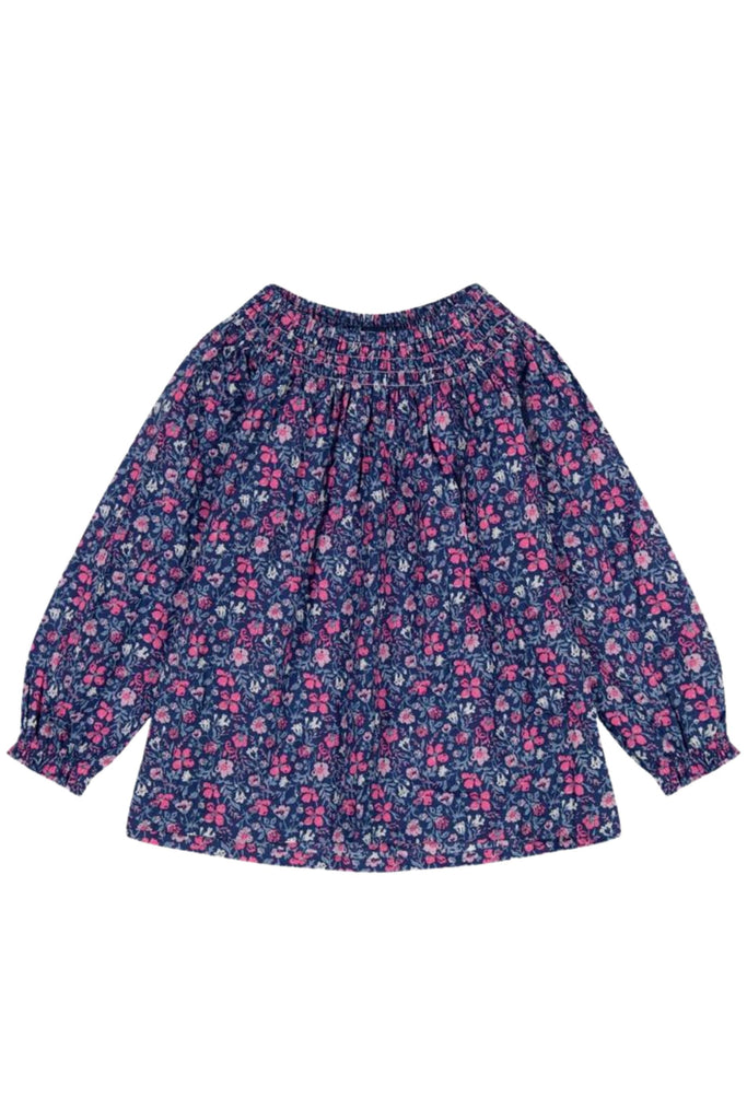 Busy Bees - Pink Navy Floral Georgina Smocked Top