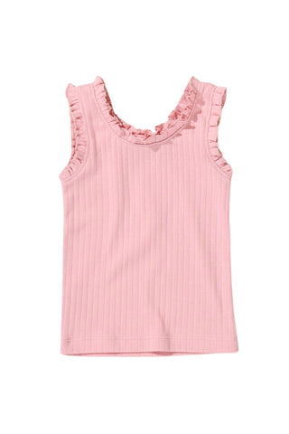 Pink Chicken - Joy Ruffle Rib Tank Pink