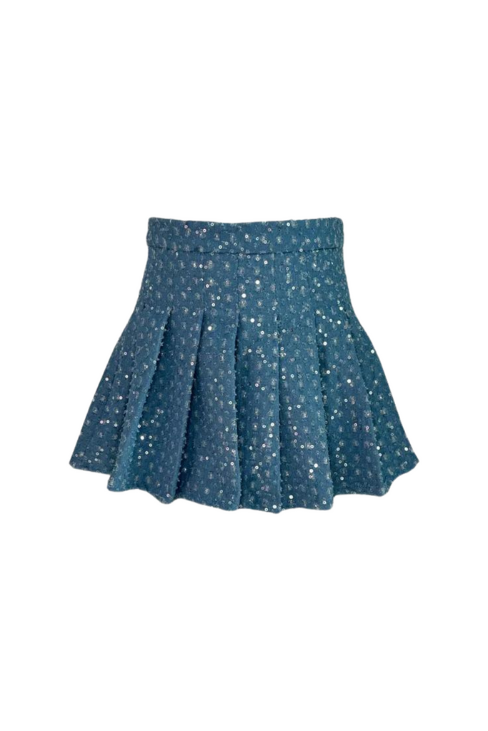 Lola And The Boys - Denim Sparkle Pleated Skirt