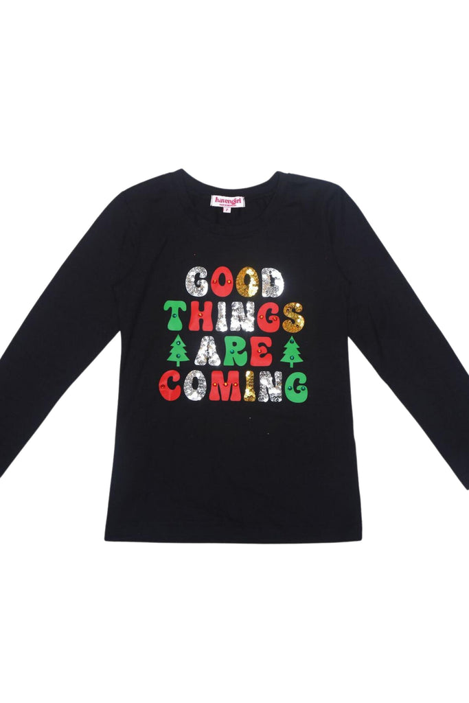 Black "Good Things" Long Sleeve T-Shirt