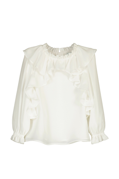 Natural Chiffon Ruffles Blouse