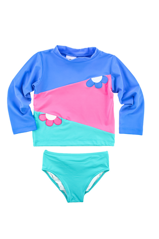 Florence Eiseman - Flowers Colorblock Rash Guard Tankini Set