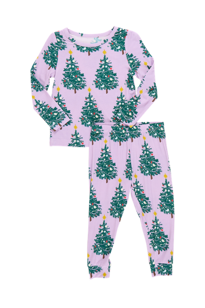 Pink Chicken - Purple Flocked Tree Bamboo Pajama Set