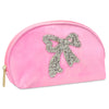 Glitter Bow Oval Cosmetic Bag