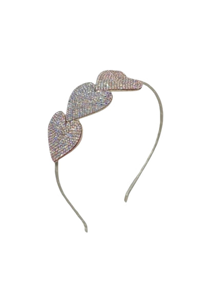 Crystallized 3 Heart Thin Headband - Clear