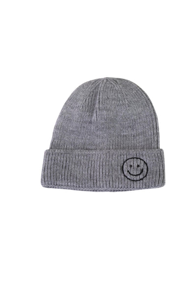 Little Trendy - Gray Smiley Knit Hat