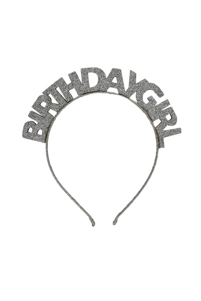 "Birthday Girl" Silver Glitter Headband