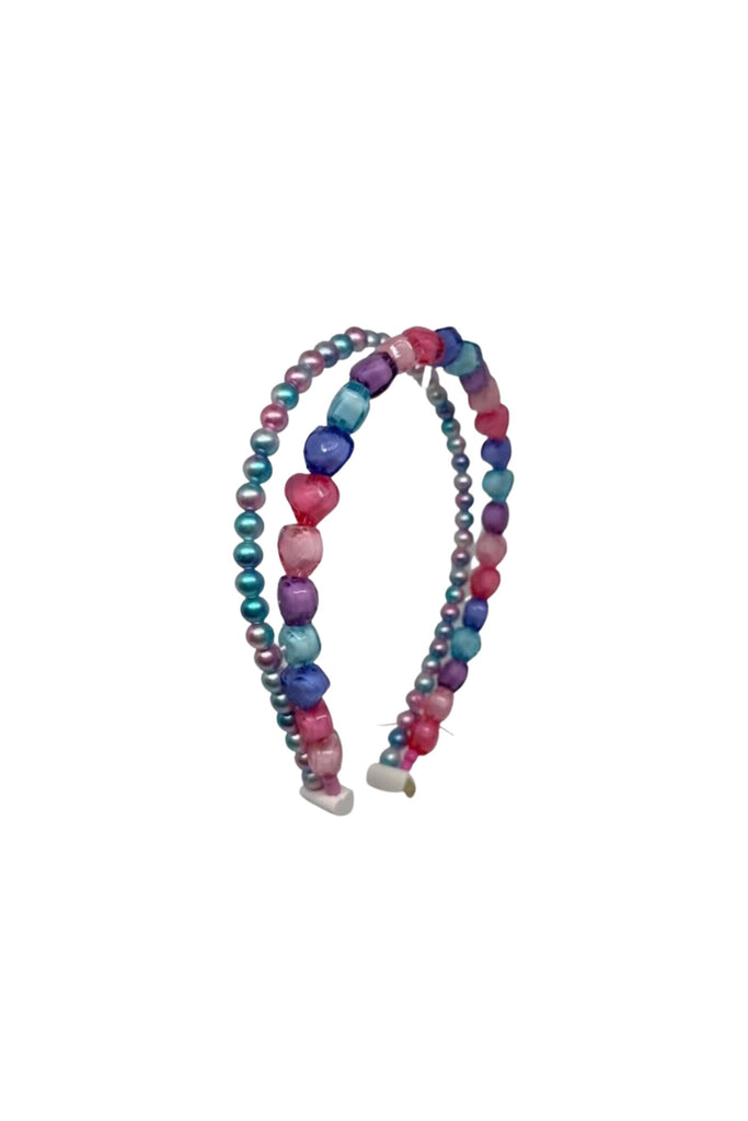 Beaded Heart Double Headband - Pastel