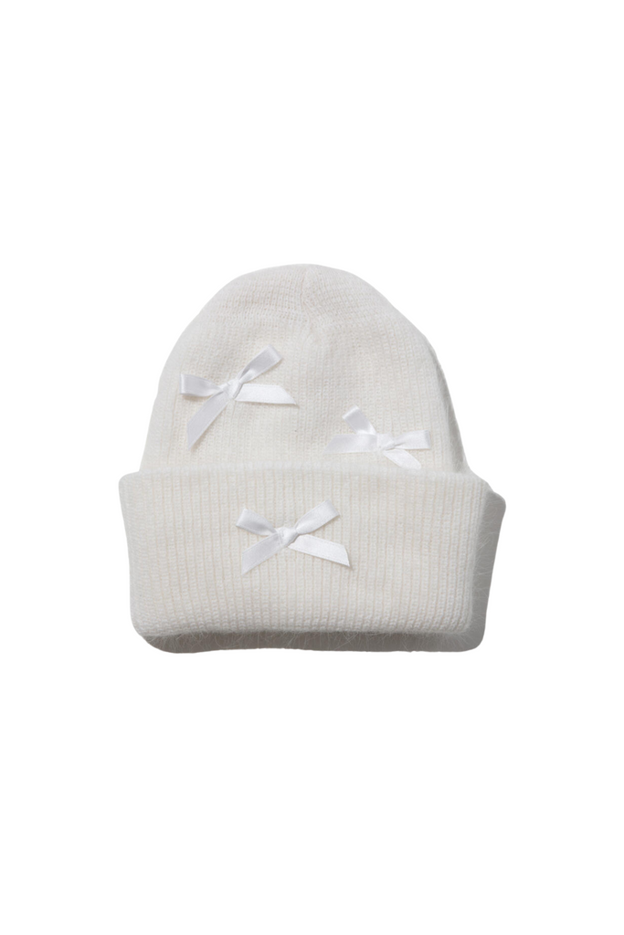 Ribbon Beanie - White