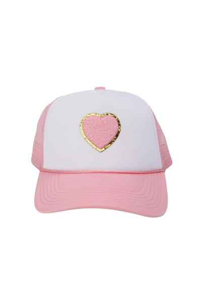 Pink Chenille Heart Trucker Hat