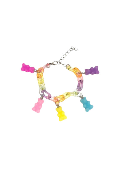 Gummy Bear Link Charm Bracelet - Pastel