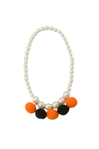 Black & Orange Pom Pom Necklace