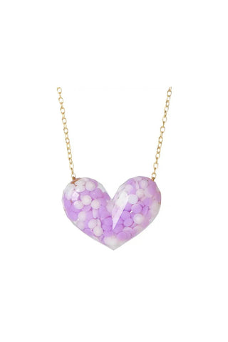 Dotty Heart Necklace - Purple