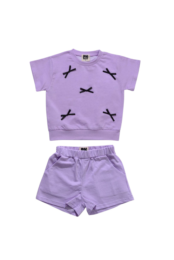 Petite Hailey - Bow Sweatshirt Set Purple