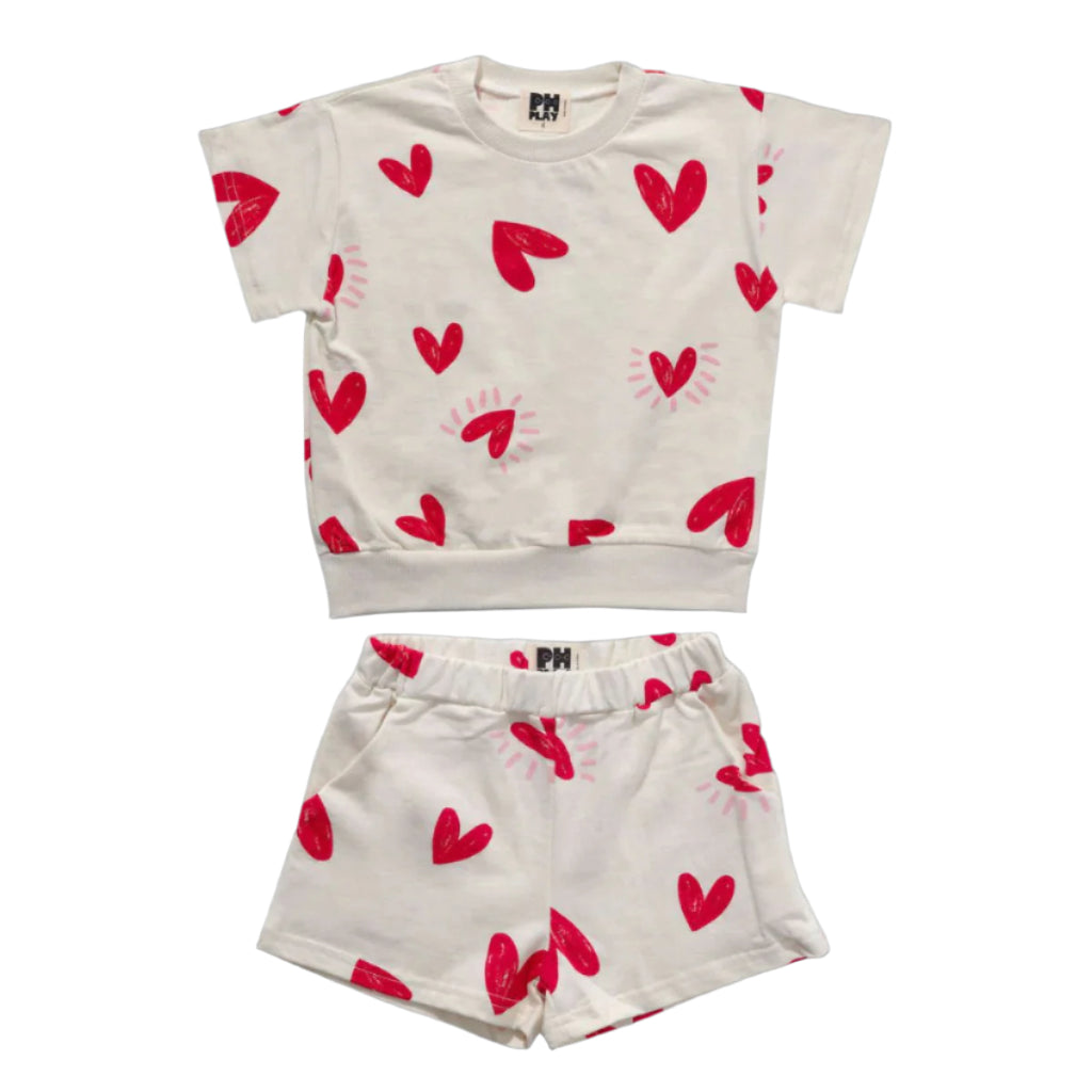 Petite Hailey - Heart Print Sweatshirt Set 7-16