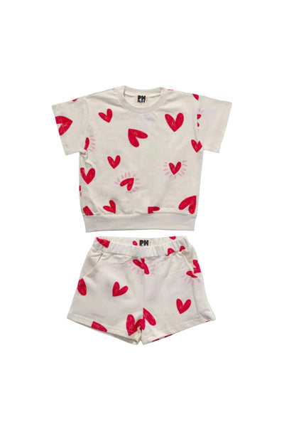 Petite Hailey - Heart Print Sweatshirt Set