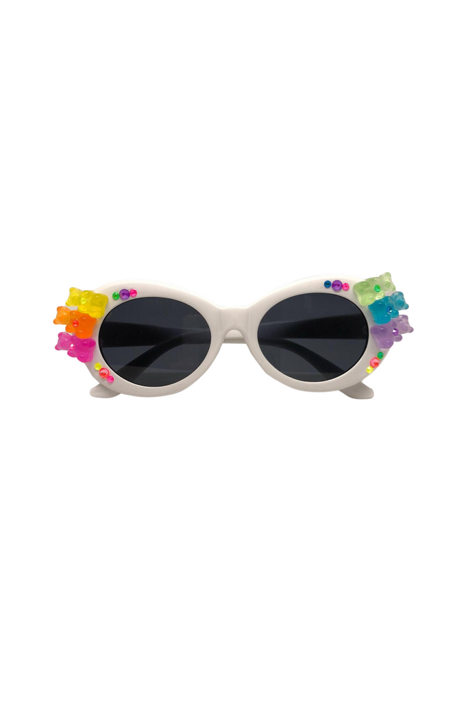 Gummy Jeweled Sunglasses - White
