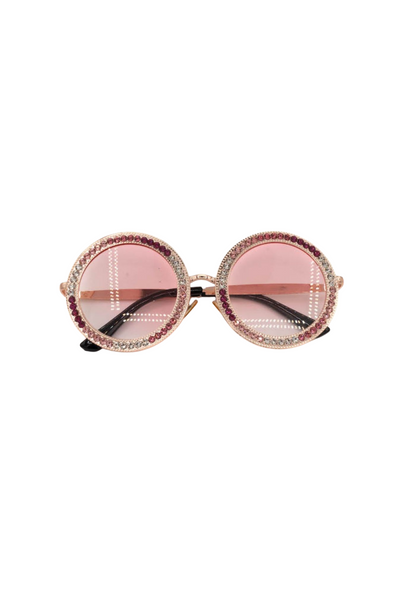 Multi Pinks Crystal Circle Sunglasses