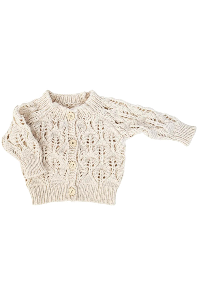 Huggalugs - Natural Leaf Lace Knit Cardigan