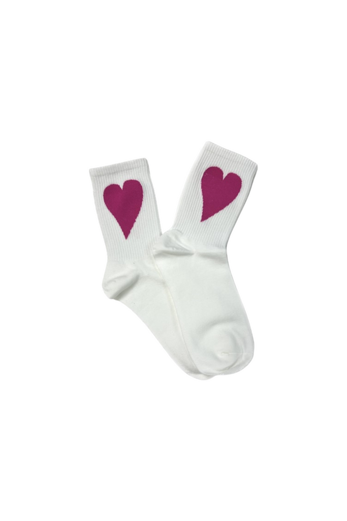 Malibu Sugar - Pink Heart White Socks