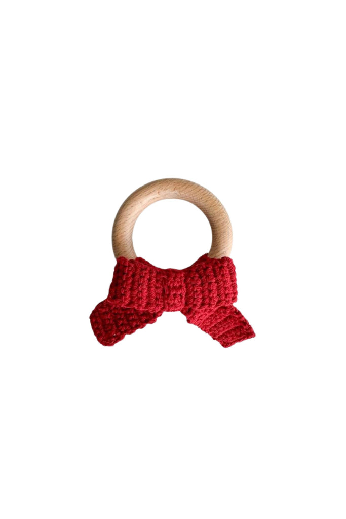 Blueberry Hill - Red Bow Cotton Crochet Teether