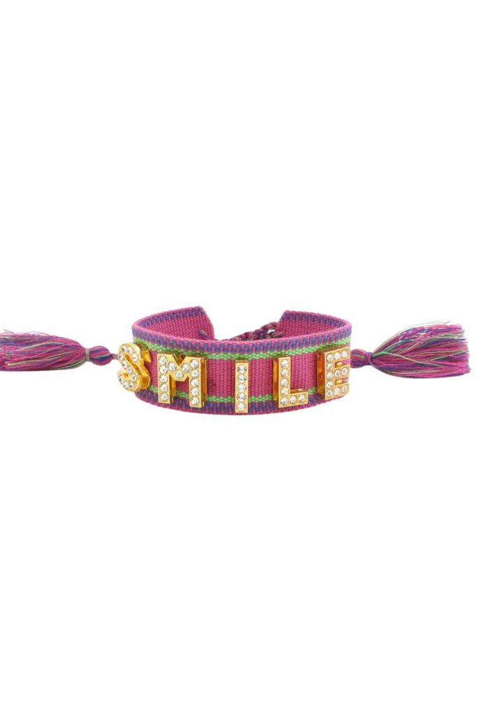 "Smile" Stone Charms Woven Bracelet