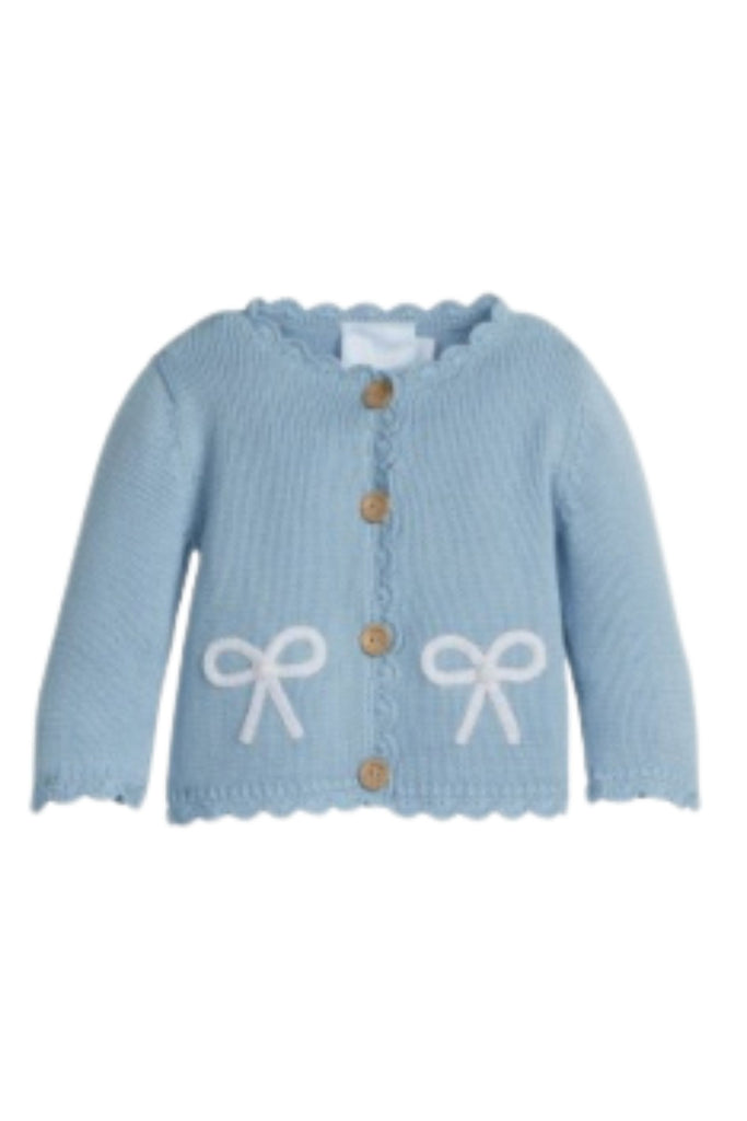 Little English - Blue Bow Crochet Sweater