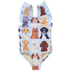 Pink Chicken - Light Blue Watercolor Dogs Liv Swimsuit