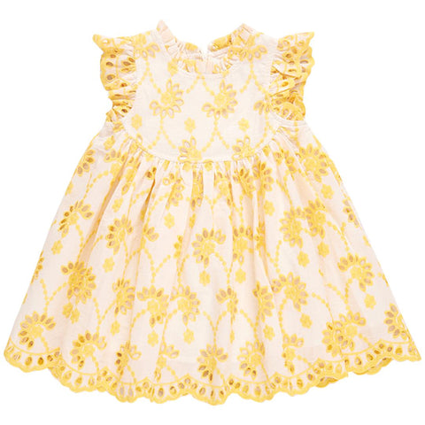 Pink Chicken - Cynthia Bright Yellow Eyelet Dress