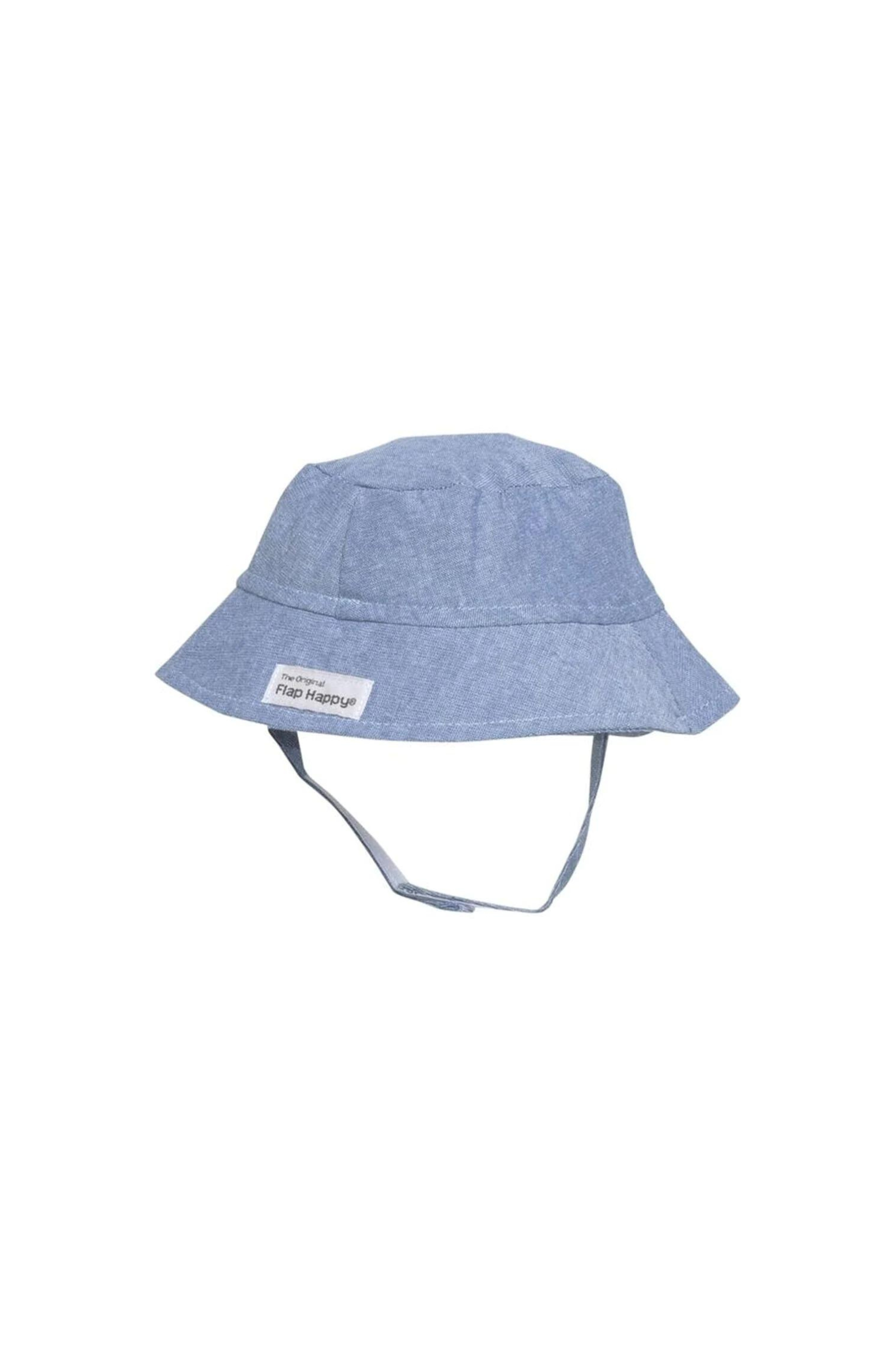 Flap Happy - UPF 50 Bucket Hat - Chambray Denim Infant Babies Sun Hat Large (12-18mo)