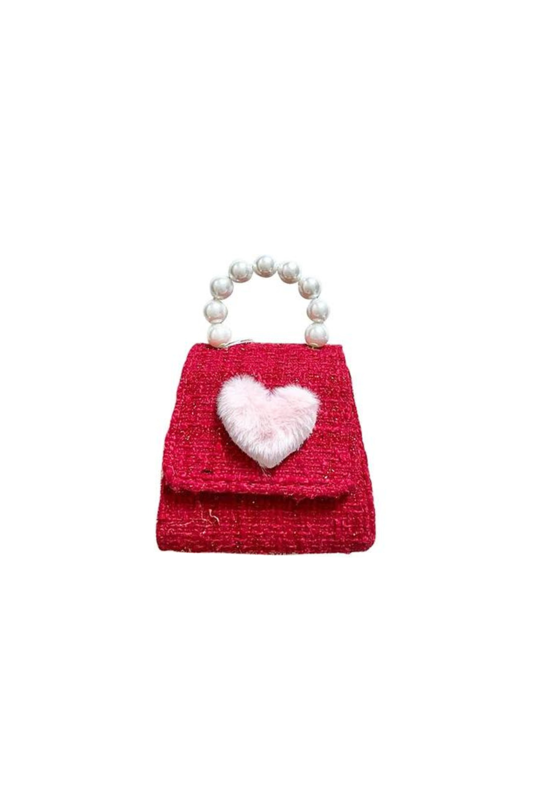 Faux Fur Red Heart Purse