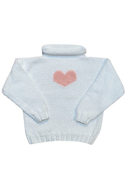 Pink Heart Motif Sweater - White